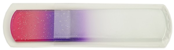 Pediküre-Glasfeile, doppel- seitig, magenta/violett mit Glitter, Länge: 13,5cm